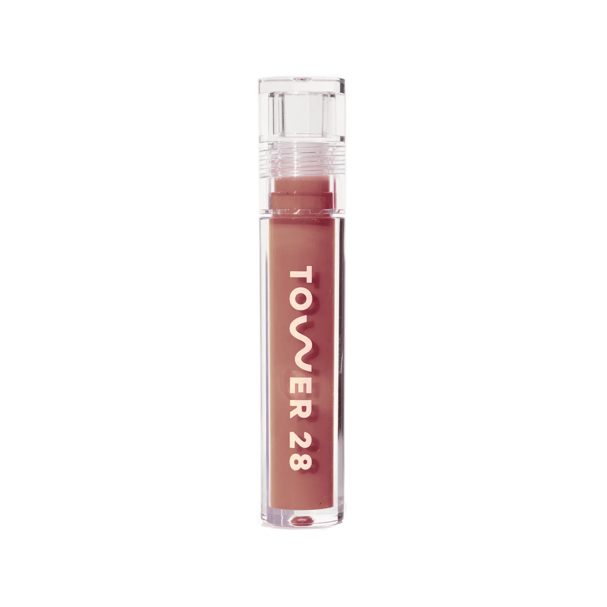 The Tower 28 Beauty ShineOn Lip Jelly in the shade Cashew. [Cashew]